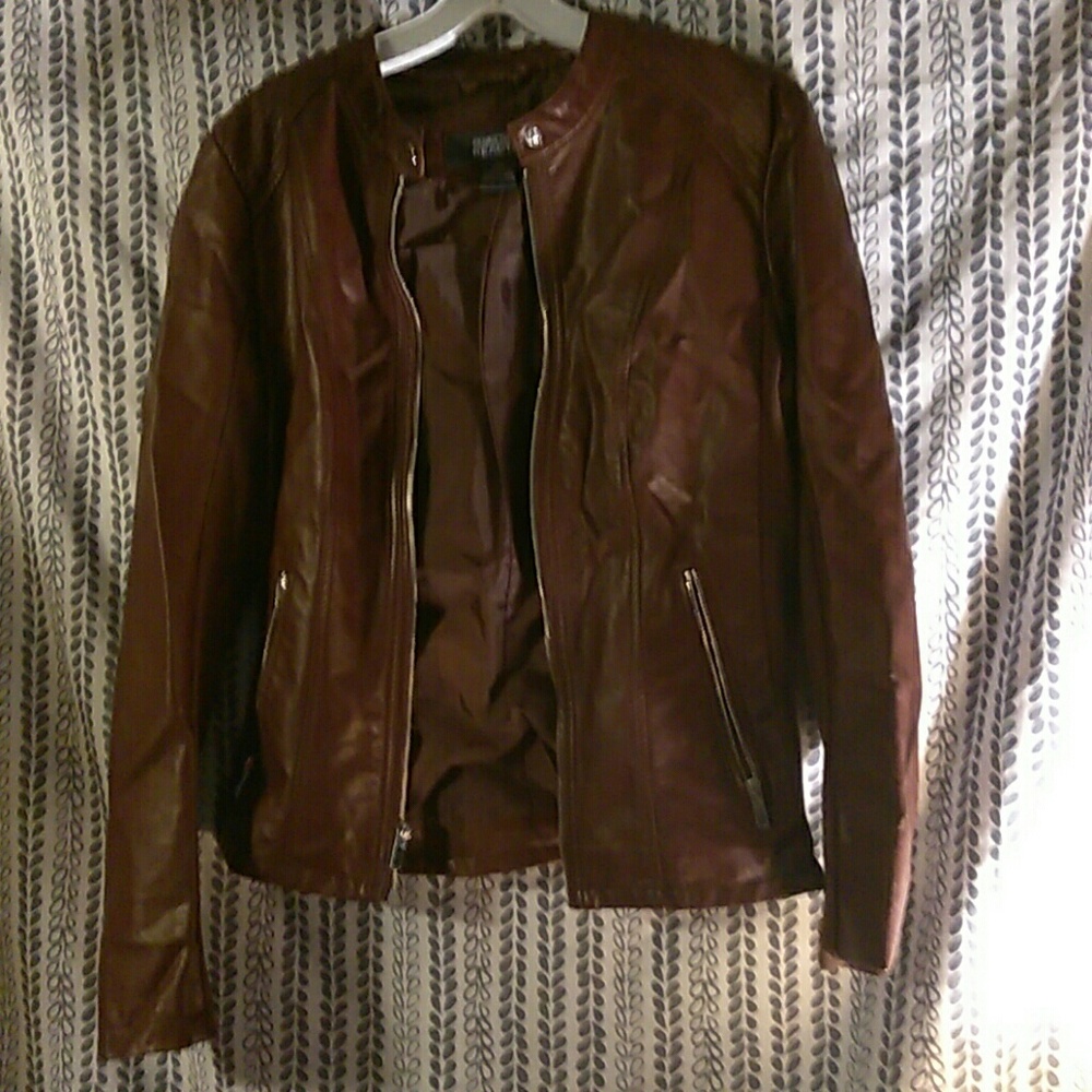 Brown Faux Leather Jacket